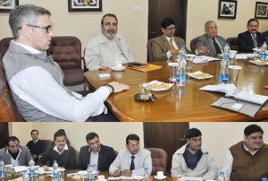 Chief Minister Omar Abdullah reviewing post-snowfall arrangements with senior officers on Thursday.