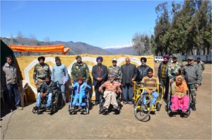 Army personnel posing for group photograph with disabled persons on Thursday.