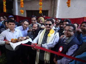 JMC Commissioner Kiran Wattal inaugurating Toilet Complex at Raghunath Bazar on Friday.