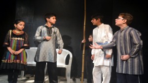 Natrang children of Spring Theatre Camp presenting a play at Natrang studio theatre on Saturday.