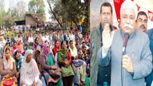 Minister for Planning Ajay Sadhotra addressing a public meeting on Monday.