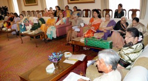 First Lady Usha Vohra chairing Annual General Body meeting of ASHI at Raj Bhawan on Thursday.