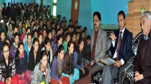 Minister for Urban Development, Nawang Rigzin Jora addressing a function of Ladakhi students on Sunday.