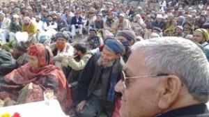 People during public meeting at Darhal.