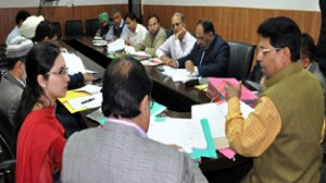 Divisional Commissioner Shantmanu chairing a meeting at Jammu on Wednesday.