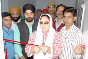 SDP president Dr Darakshan Andrabi along with Gursagar Singh Isher inaugurating SDP’s election office at Nanak Nagar on Friday.