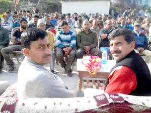 Jugal Kishore Sharma during poll campaign at Rajouri on Thursday.