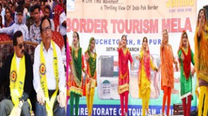 President CCI Y V Sharma during Border Tourism Mela at Suchetgarh  on Sunday.