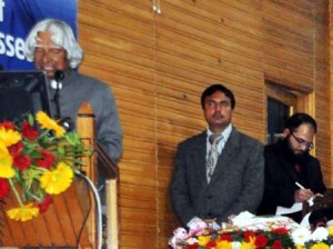 Dr APJ Abdul Kalam, former President of India at a conference in Kashmir University in Srinagar on Sunday.