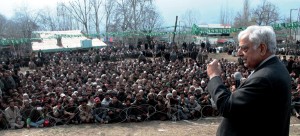 PDP patron Mufti Mohammad Sayeed during election campaign rally at Pahalgam on Thursday. -Excelsior/Sajad Dar