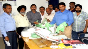 JMC team displaying seized polythene bags during a drive on Tuesday.