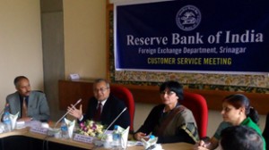 RBI Regional Director KK Saraf chairing a meeting of Foreign Exchange Department at Srinagar on Tuesday.