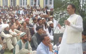 Mohd Sharief Niaz, MLA Bhaderwah campaigning in public rally on Thursday.