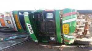 The ill-fated vehicle after accident at Gadigarh.