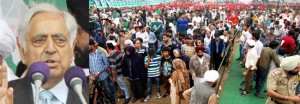 PDP patron Mufti Mohammad Sayeed addressing a public rally at Parade Ground on Sunday.  -Excelsior/Rakesh