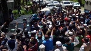 PDP president Mehbooba Mufti leading party road show at Rafiabad on Tuesday.