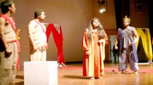 A scene from the Dogri presentation of ‘Sophocles’ at Jammu.