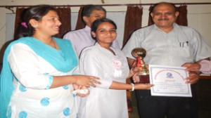 Winners of seminar organized by SIE being felicitated in Jammu. 