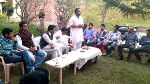 State Youth Congress president Shahnawaz Choudhary addressing election meeting in Darhal.