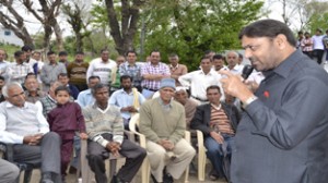 MP Madan Lal addressing election rally at Sunderbani on Sunday.