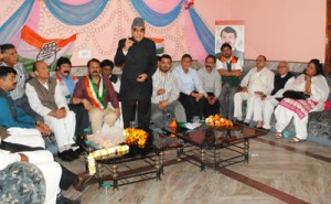 PCC president Saif-ud-Din Soz addressing a meeting at Jammu on Thursday.