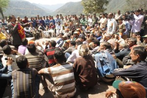 Dr Jitendra Singh addressing a crowded election rally at Arnas on Thursday.