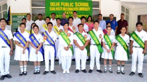 Students Council posing for a group photograph during investiture ceremony at DPS, SMVDU in Katra.