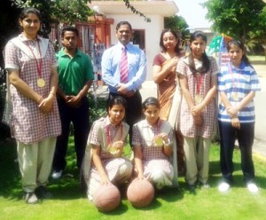 Students of Jodhamal School after excelling in Inter-District basketball championship.