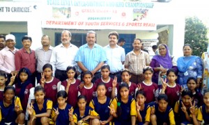 Winners posing alongwith Assistant Controller, Department of Metrology, Kuldeep Raj and Dr Swaran Singh Chib, DYSSO, Reasi on Wednesday.