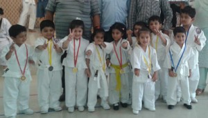 Medal winners of Daffodils Care Convent Playway School in 9th Jammu District Gitokukai Karate-Do Championship.