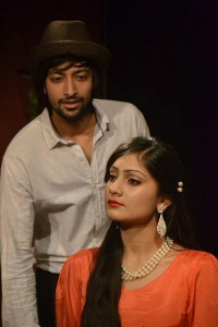 A scene from Hindi play ‘Uthal Puthal’ staged by Natrang on Sunday.