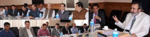 Chief Secretary Mohd Iqbal Khandey chairing Committee of Secretaries meeting at Srinagar on Wednesday.