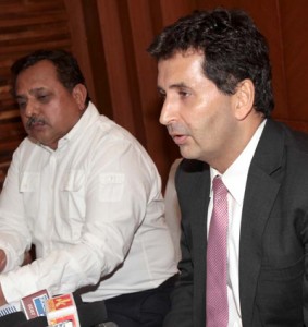 Chairman, CII- Northern Region, Zubin Irani addressing press conference in Jammu on Wednesday. —Excelsior/ Rakesh