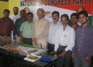 Thakur Randhir Singh, NCP State president along with office bearers posing for photograph on Wednesday.