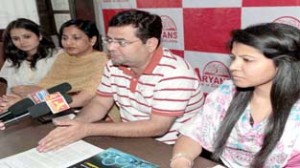 Dr Anshu Kataria interacting with media persons at Jammu on Monday  -Excelsior/Rakesh