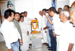 Congress workers paying tributes to Bhagat Chajju Ram in Jammu.