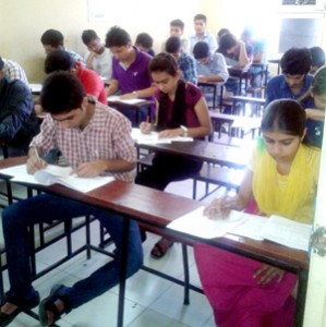 Aspirants appearing in 2nd VST conducted by Sachdeva New PT College at Jammu on Sunday.