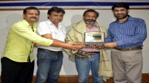 Dr Satyabrata Rout being honoured by ICCR Jammu during an interaction programme on Saturday.
