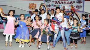 Students performing dancing activity during Summer Camp at M V International School.