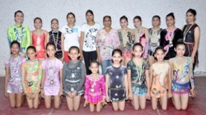 J&K State gymnasts posing for a group photograph after excelling at the national scene.