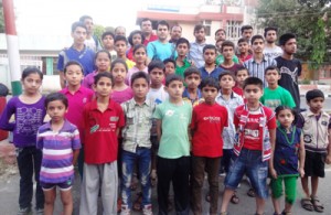 Taekwondo players posing for a group photograph before leaving for Kurukshetra, Haryana on Tusesday.