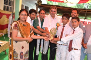 Dignitaries awarding participants of Science Conference at Surankote, district Poonch on Thursday. 