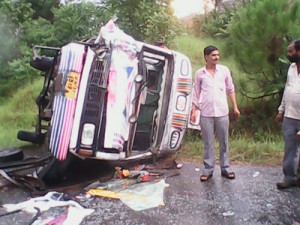 An ill fated vehicle at Bamla.