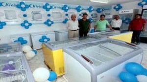 New range of Kieis Deep Freezers on display at Akansha International on  Monday.   —Excelsior/Rakesh