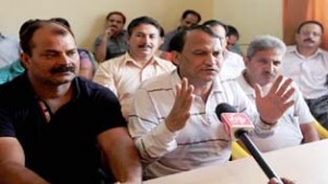 Leaders of Clerical Staff Association addressing a press conference at Jammu on Saturday.        —Excelsior/Rakesh