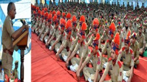 DGP K. Rajendra addressing ‘Police Darbar’ at DPL on Friday.