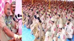 DGP, K Rajendra Kumar addressing darbar of jawans on Tuesday.