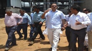 MoS Industries and Commerce Sajjad Ahmed Kichloo inspecting development work at IGC Samba on Sunday.