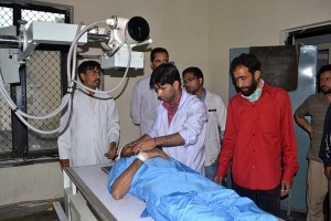 An injured of Kishtwar accident being treated at District Hospital, Kishtwar on Wednesday.