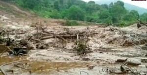 A TV grab  of the site of landslide  in  village Malin in Pune district in Maharashtra  on Wednesday.(UNI)